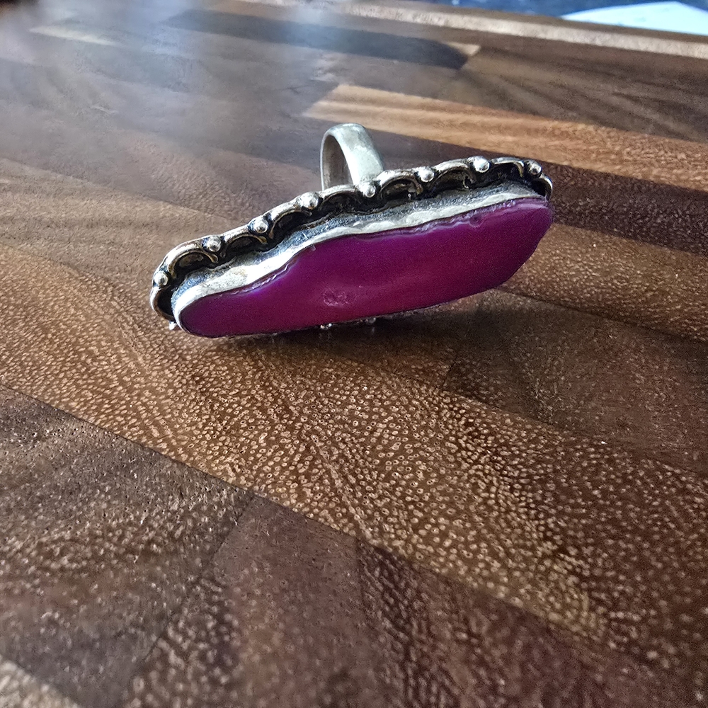 Silver and Purple Stone Ring